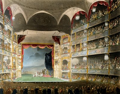 Drury Lane Theatre, aus Microcosm of London, von R. Ackermann, 1808 von Pugin and Rowlandson